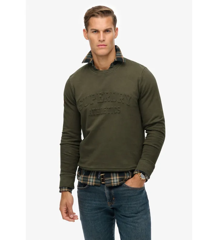 Superdry para hombre. M2014392A Jersey Athletic verde (L), Casual, Algodón