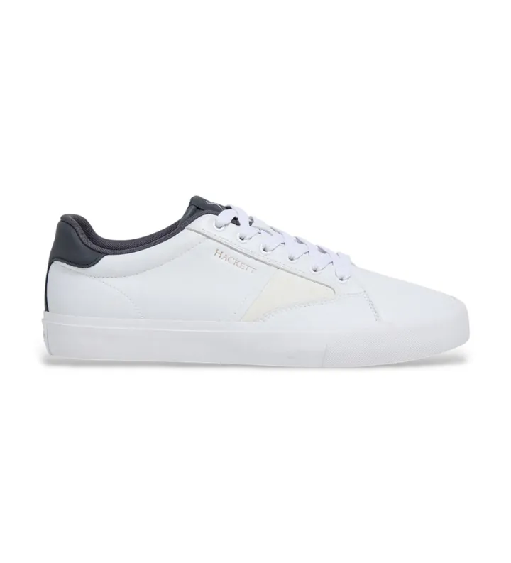 Hackett London para hombre. HMS200065 Zapatillas de Piel Blake Venture blanco (44), Plano, Cordones, Casual