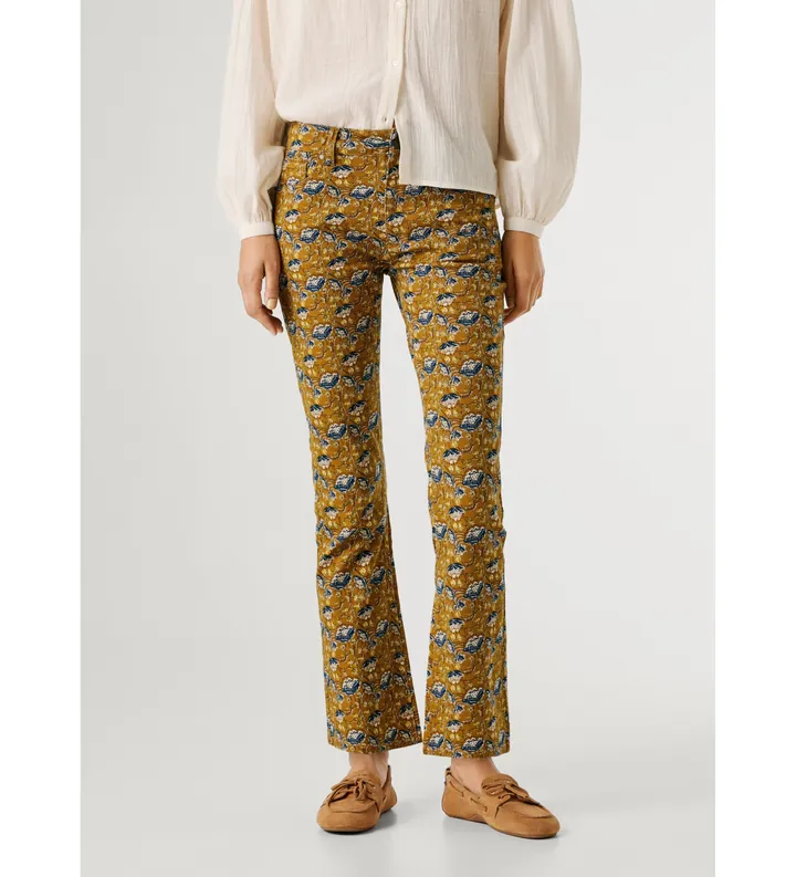 Pepe Jeans para mujer. PL2100066 Pantalón Mid Waist Kick Flare multicolor (L), Casual, Algodón