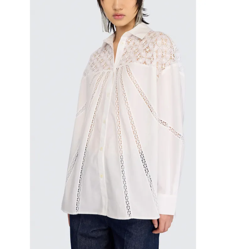 Semicouture para mujer. S6SG25 Camisa Jessika blanco (42), Casual, Algodón, Manga larga