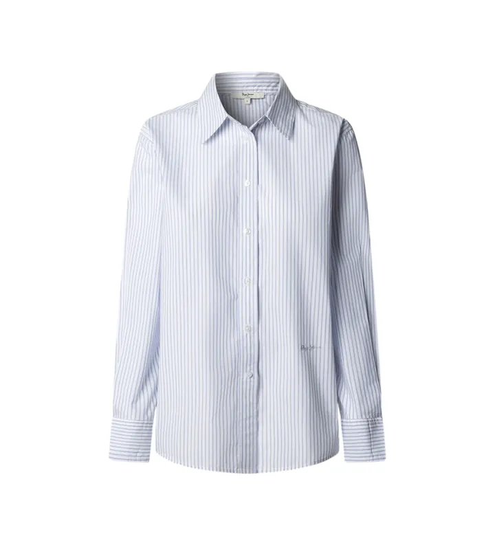 Pepe Jeans para mujer. PL3051389 Camisa Bavi azul (S), Casual, Algodón, Clásico, Manga larga