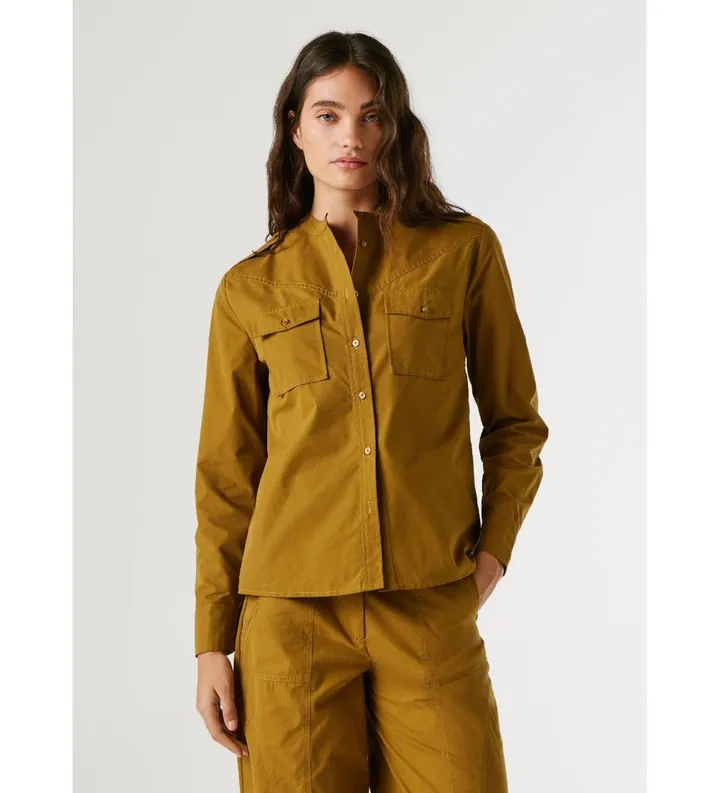 Pepe Jeans para mujer. PL3051426 Camisa Angy naranja (L), Casual, Algodón, Manga larga