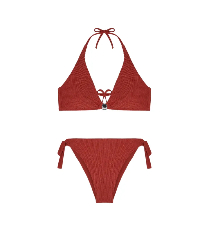 Emporio Armani para mujer. EW003272_AF20238 Bikini Textured Lycra marrón (L), Beachwear, Poliéster