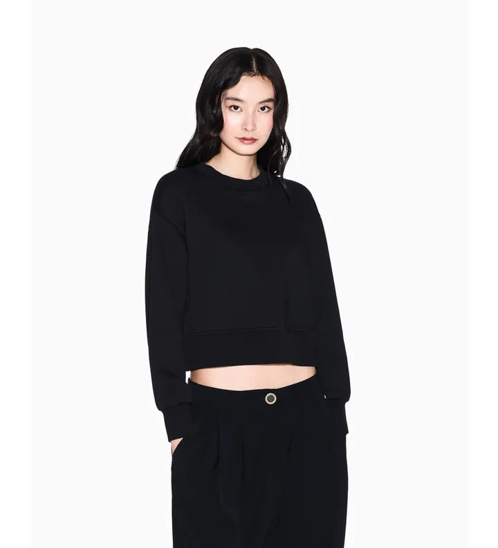 A|X Armani Exchange para mujer. XW001828AF10818UC001 Sudadera de algodón elástico laminado negro (L), Casual