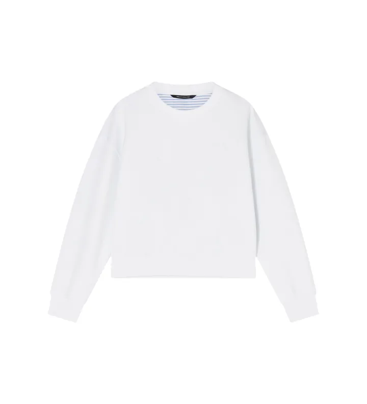A|X Armani Exchange para mujer. XW002080AF21298U0002 Sudadera de cuello redondo con espalda en contraste blanco (L), Casual, Algodón, Manga