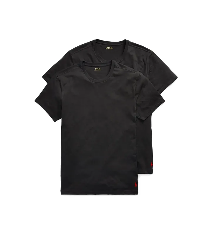 Polo Ralph Lauren para hombre. 714835960001 Pack de 2 camisetas interiores clásicas negro (L), Homewear, Algodón, Manga corta