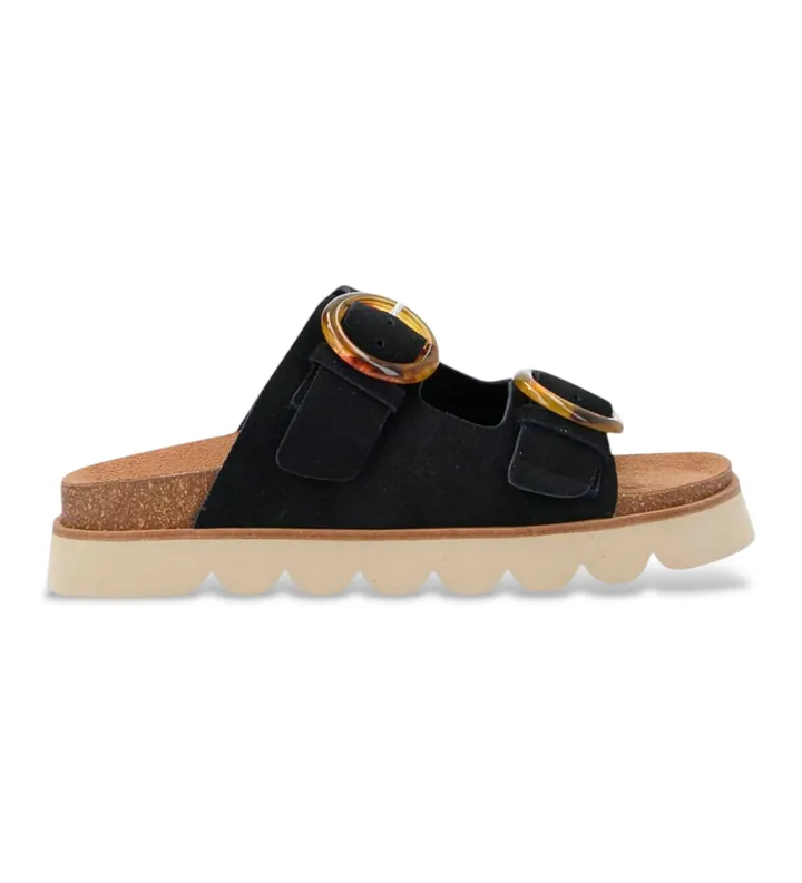 NO NAME para mujer. QNXSVS0 Sandalias de Piel Sandy Slap negro (36), Plano, Ninguno, Casual