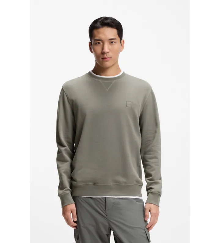 BOSS para hombre. 50509323 Sudadera Aplique logo verde (3XL), Casual, Algodón