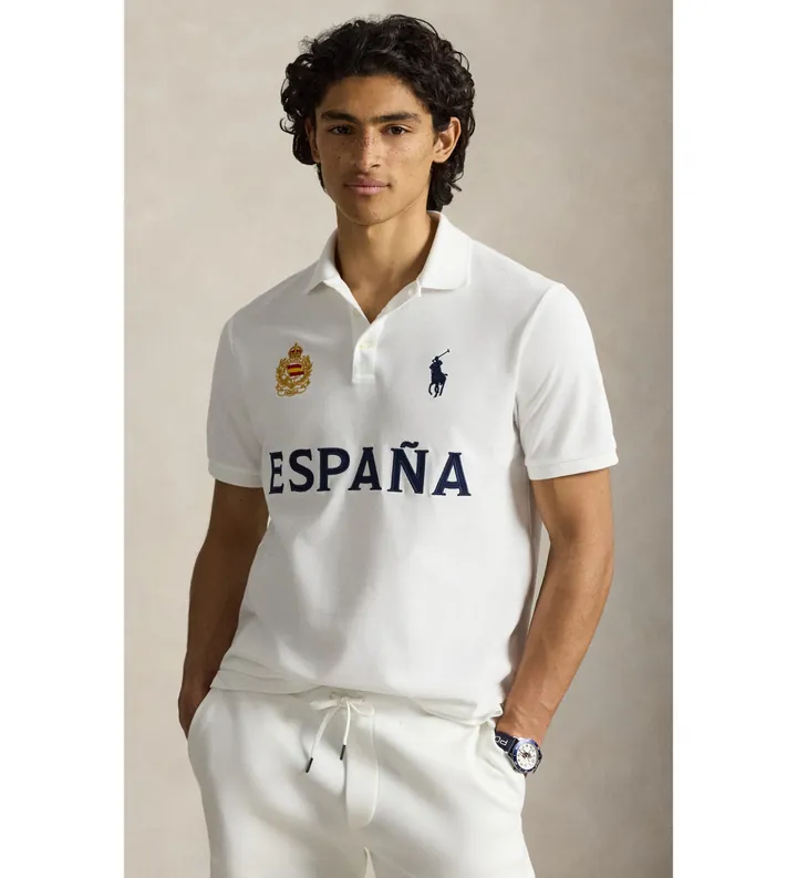 Polo Ralph Lauren para hombre. 710B20854001 Polo de España Classic Fit blanco (L), Casual, Algodón, Manga corta