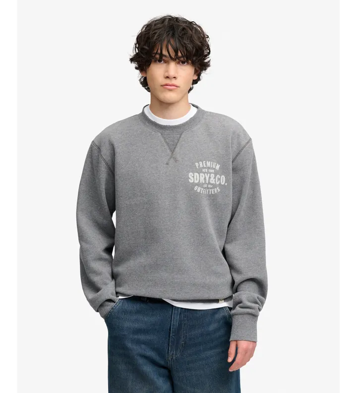 Superdry para hombre. M2014563A Sudadera Block Text gris (L), Casual, Algodón, Manga larga