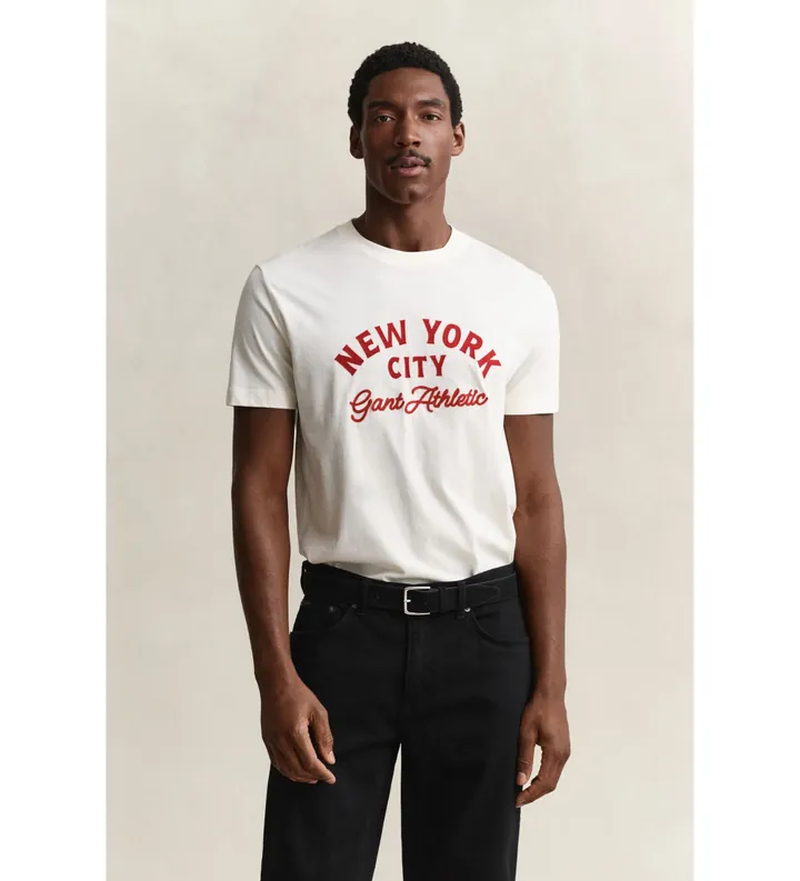Gant para hombre. 2003447 Camiseta Graphic blanco crema (L), Casual, Algodón, Manga corta