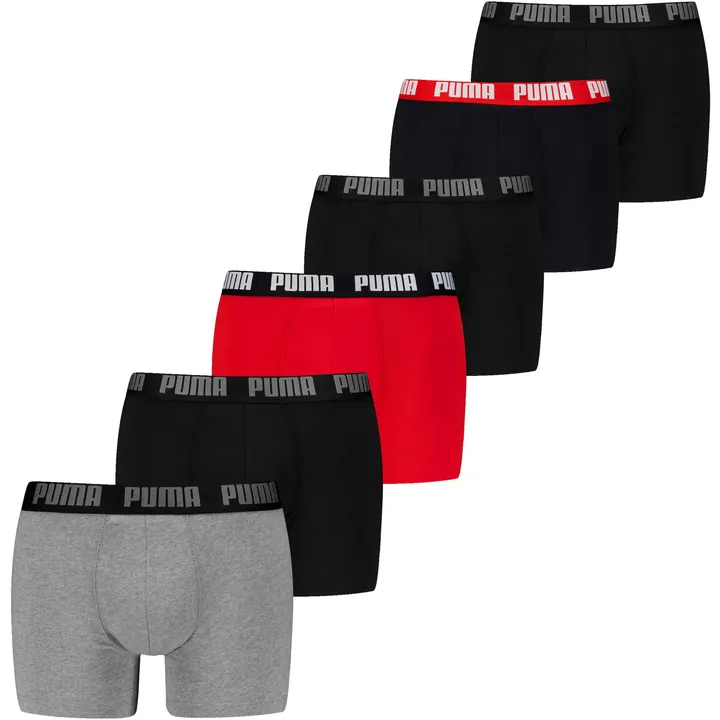 PUMA Calzoncillo boxer 'Everyday'  gris moteado / rojo / negro / blanco