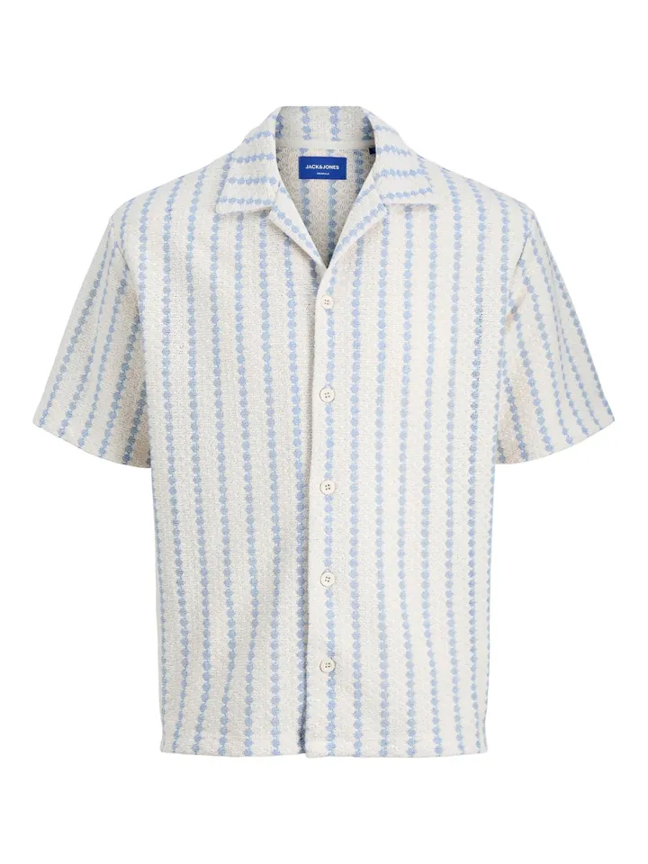 JACK & JONES Camisa  ecru / azul