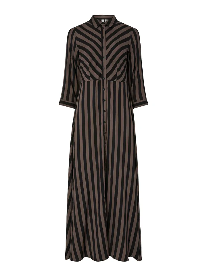 YAS Vestido camisero 'YASSavanna' marrón / negro