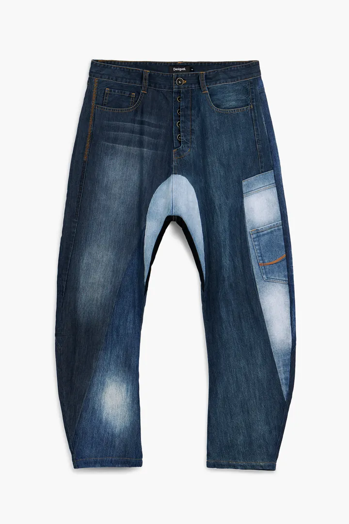 Desigual, Vaqueros baggy patch, Azul, 34