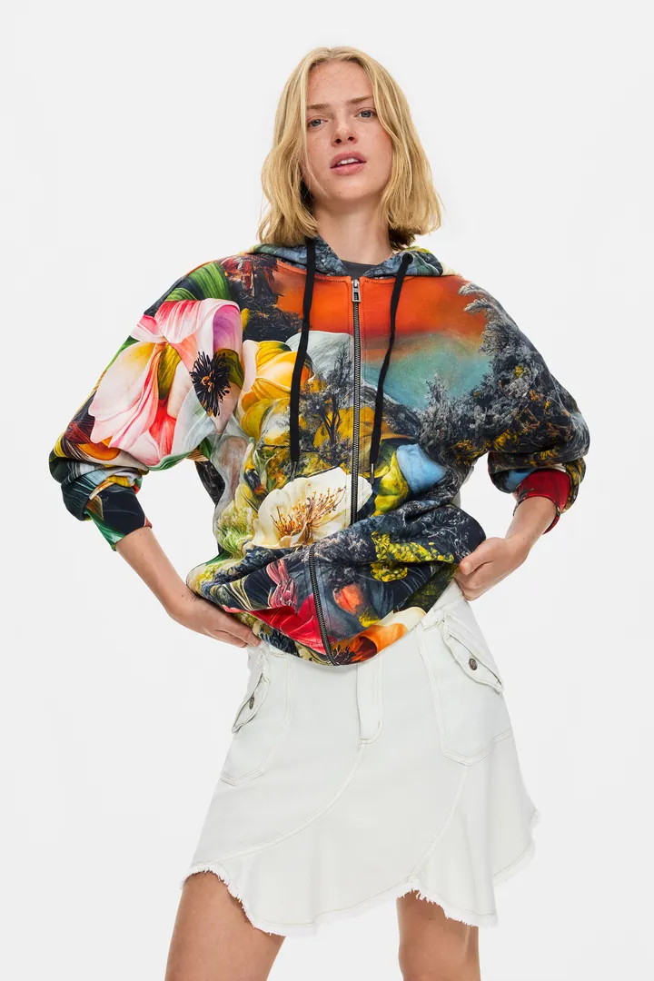 Desigual, Sudadera Estampada 100% Algodón, Mujer, Algodon, L