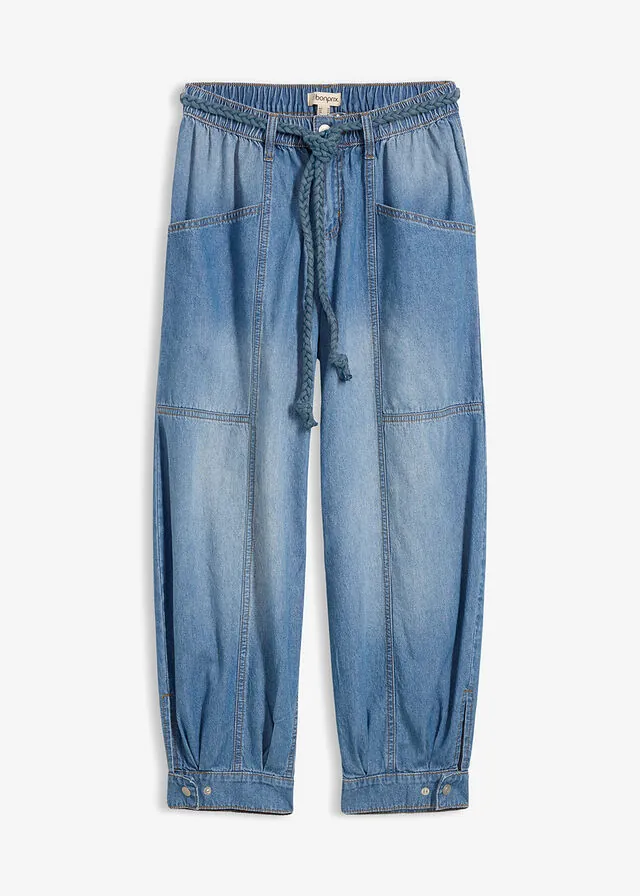 Vaqueros de corte barrel con talle medio y cintura cómoda