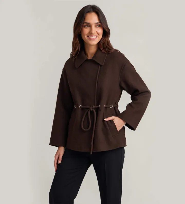 BA&SH para mujer. 1H26KAM Abrigo Kam marrón (34), Casual, Lana, Clásico