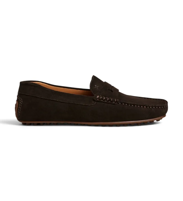 Hackett London para hombre. HMS200080 Mocasines de ante Driver Saddle marrón (41), Plano, Serraje, Ninguno, Casual