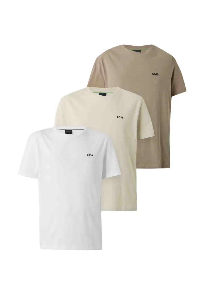 BOSS Camiseta crema / marrón claro / blanco