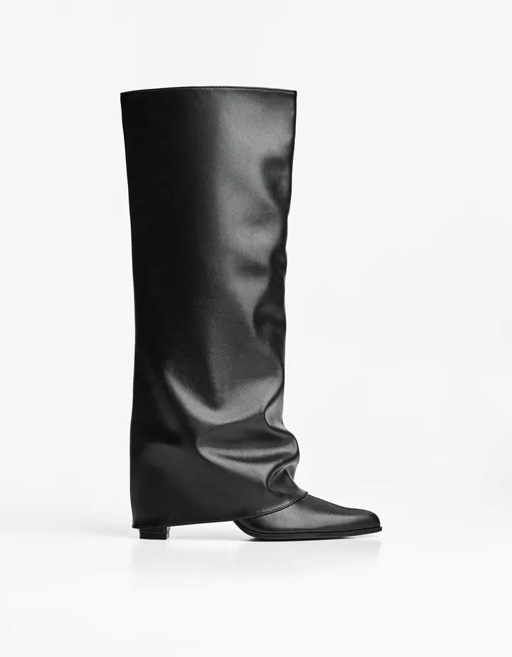 Bershka Bota Tacon Trouser Mujer 35 Negro