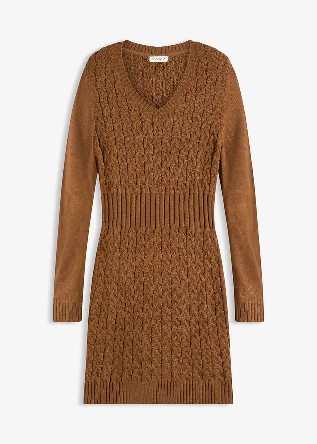 Vestido de punto con patrón trenzado