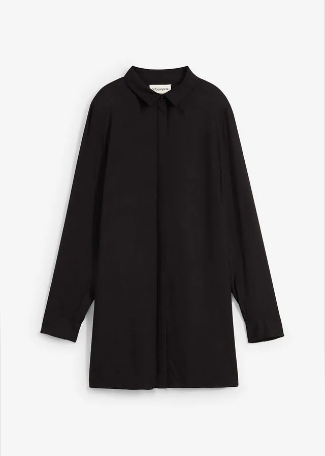 Blusa larga con abertura de viscosa fluida
