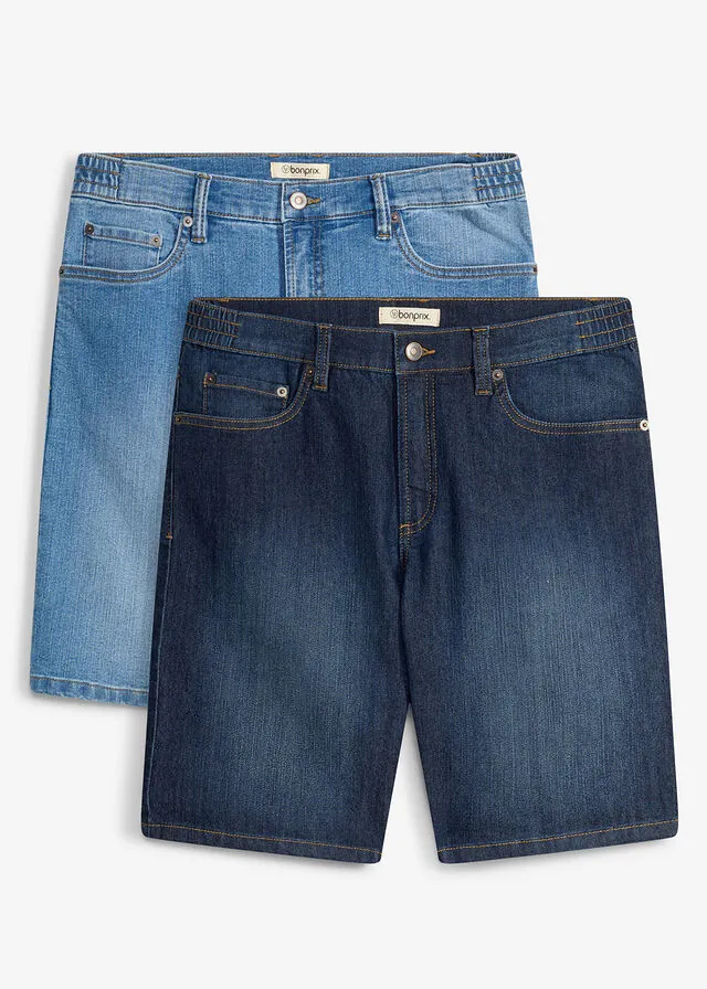 Bermudas vaqueras ligeras con cinturilla elástica y corte regular (2 unidades)