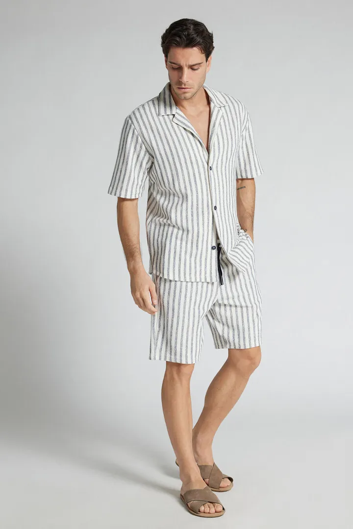 Intimissimi Camisa de Manga Corta Bolos de Rayas Hombre Azul Tamaño L