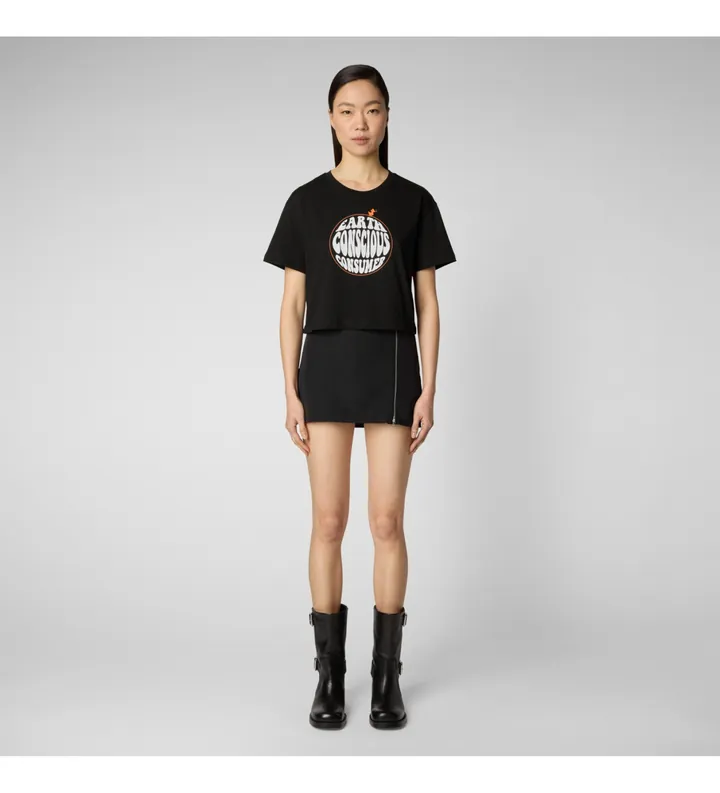 Save The Duck para mujer. DT1722W-BESY18 Camiseta Eart Consicious negro (M), Casual, Manga corta, Algodón Orgánico