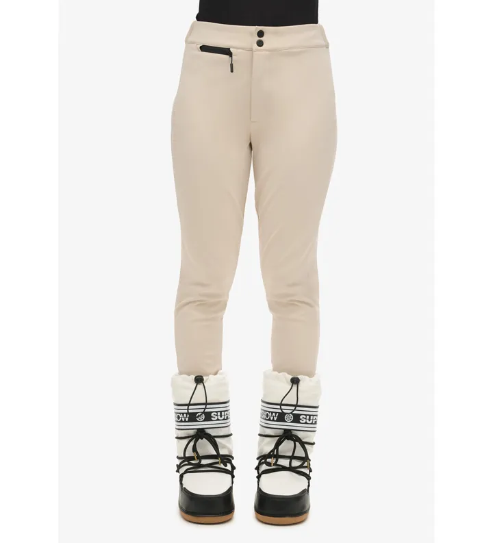 Superdry para mujer. WS110173A Pantalón legging para la nieve Ski Luxe beige (36), Deportivo, Poliéster Reciclado, Sostenible