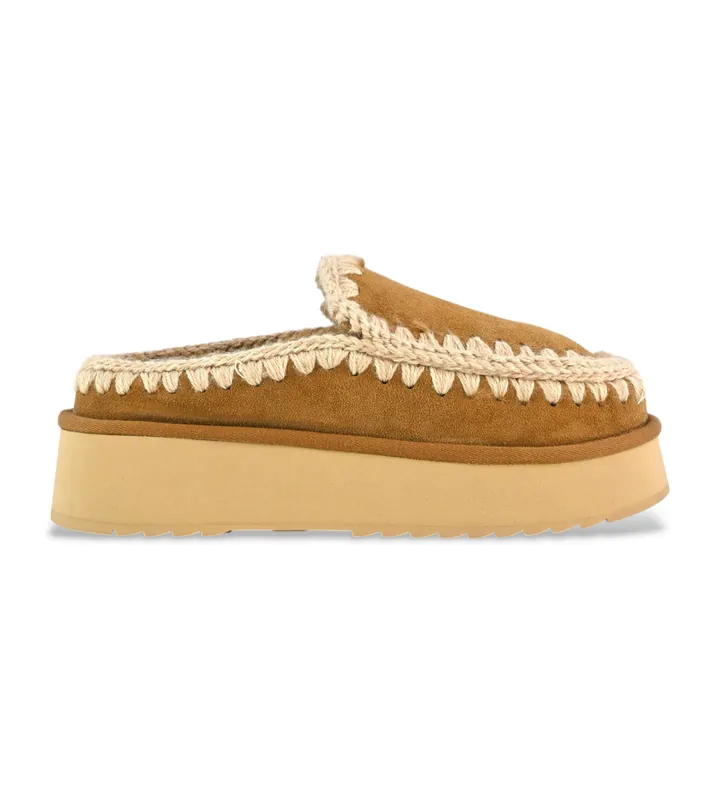 Mou para mujer. MU.FW681004A Zuecos de piel Clog Eskimo Platform marrón (36), más de 10cm, Ninguno, Casual