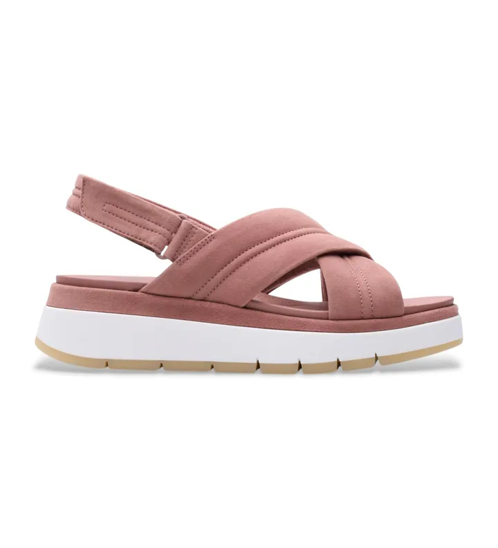 Clarks para mujer. 26181471 Sandalias de piel Tuscan Cross rosa (42), 3 a 5cm, Ante, Velcro, Casual