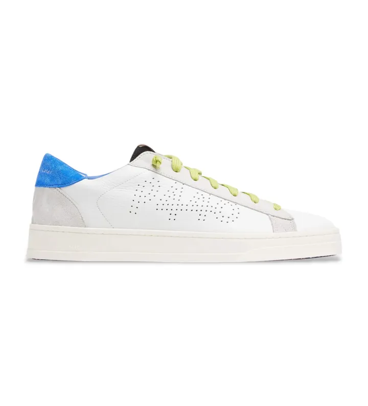 P448 para hombre. F25JACKC130 Zapatillas de piel Jackc 130 blanco. azul (40), Plano, Cordones, Casual