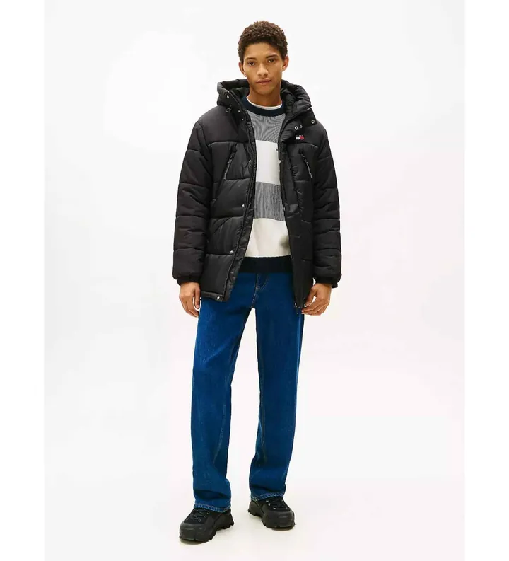 Tommy Jeans para hombre. DM0DM22249 Abrigo Basic negro (L), Casual, Poliéster
