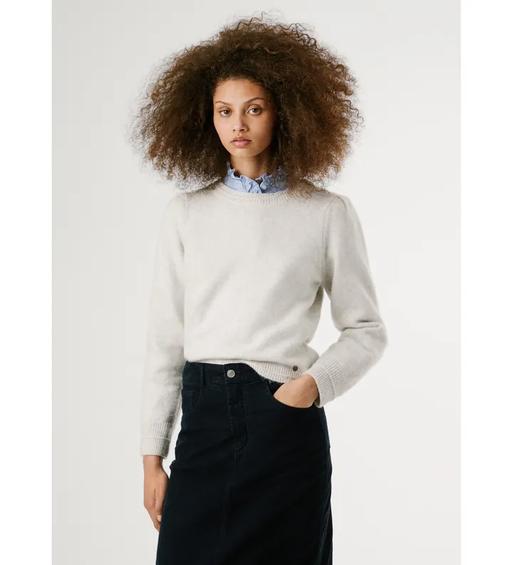 Pepe Jeans para mujer. PL7000045 Jersey Elegant blanco roto (L), Casual, Poliéster, Manga larga