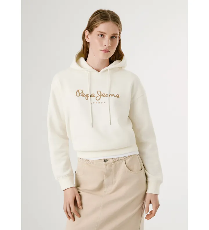 Pepe Jeans para mujer. PL5800001 Sudadera Baddy blanco roto (S), Casual, Algodón