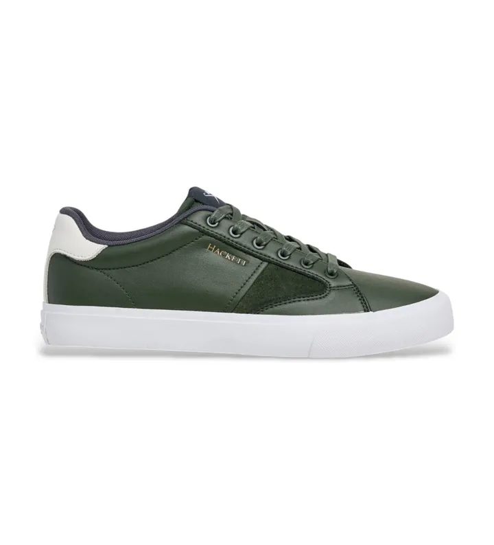 Hackett London para hombre. HMS200065 Zapatillas de Piel Blake Venture verde (40), Plano, Cordones, Casual
