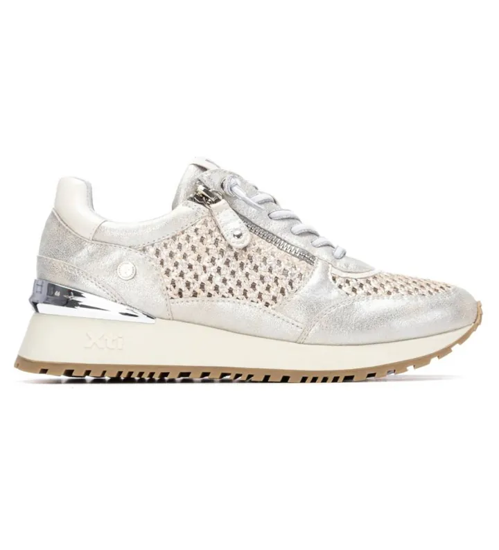 Xti para mujer. 14519402-PLATA Zapatillas 145194 plateado (36), Negro, Plano, Cremallera, Casual