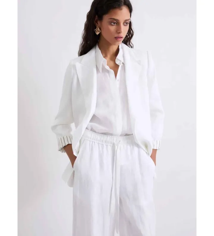 Marella para mujer. 2613041074200 Blazer de lino puro Mlssauna blanco (38), Casual