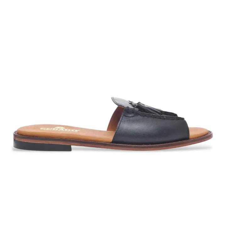 Sebago para mujer. 72127QW Sandalias de piel Will Slide Pop negro (37), Plano, Ninguno, Casual