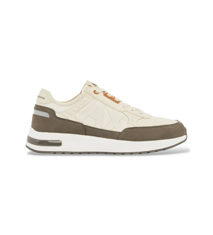 A|X Armani Exchange para hombre. XUX090XV276M1315 Zapatillas con suela alta y logo beige (40), Plano, 1 a 3cm, Cordones, Casual