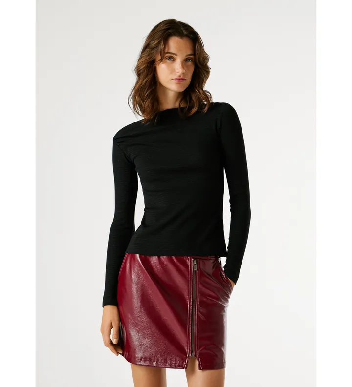 Pepe Jeans para mujer. PL5000085 Camiseta Elba negro (L), Casual, Algodón, Manga larga