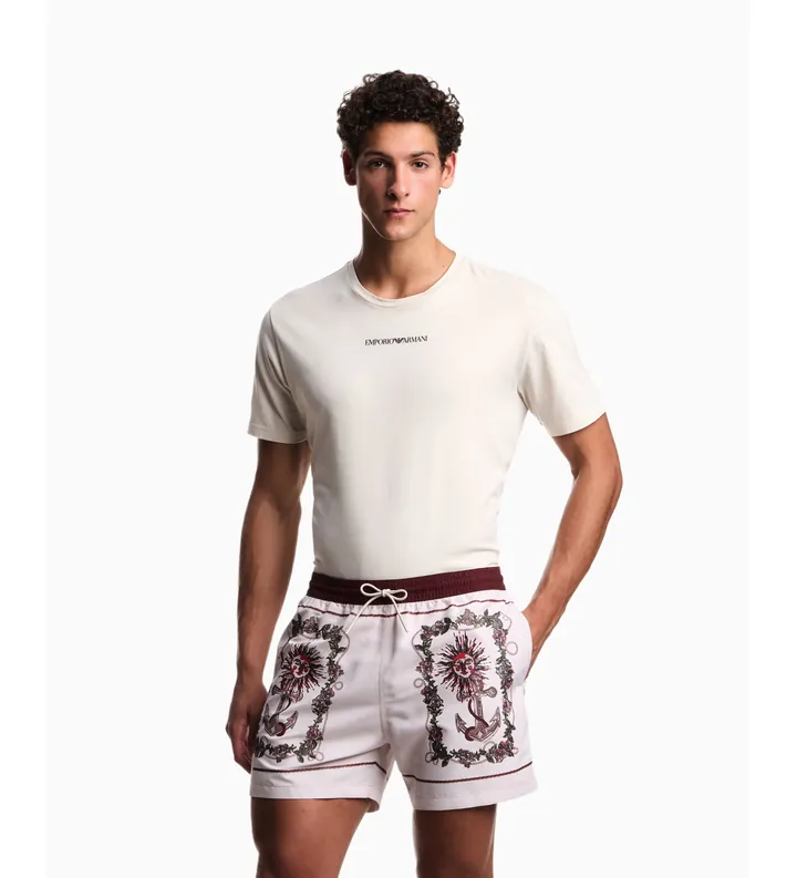 Emporio Armani para hombre. EM000583_AF20435 Bañador Estampado beige (L), Beachwear, Poliéster