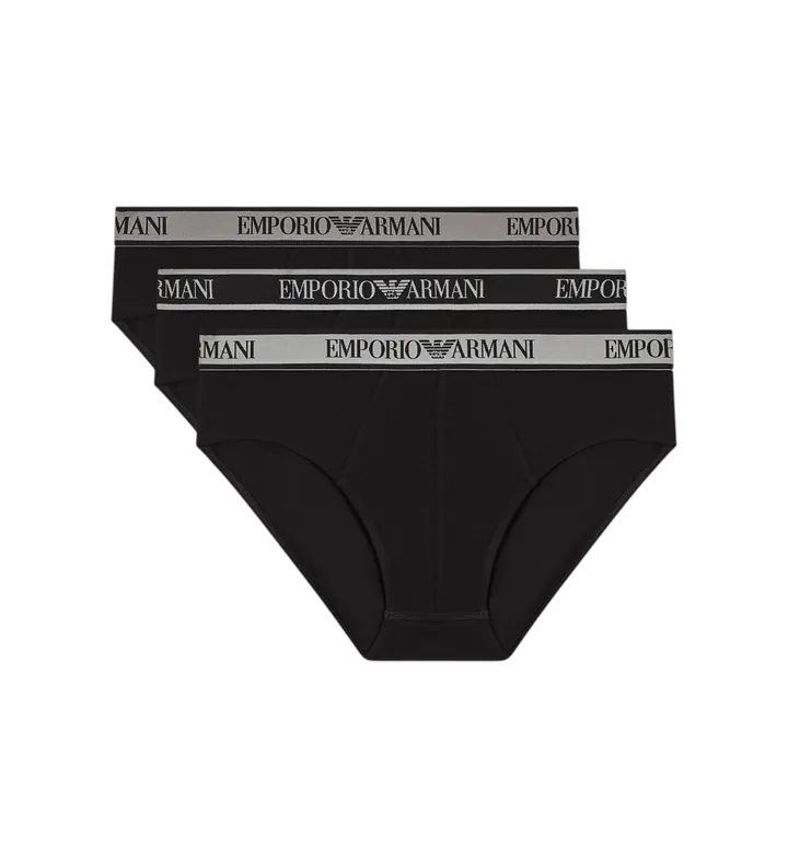 Emporio Armani para hombre. EM000258_AF20669 Set 3 Slips Diseño negro (L), Homewear, Algodón