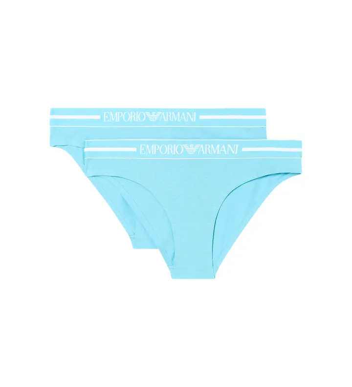 Emporio Armani para mujer. EW000403_AF19023 Set de 2 Braguitas Day azul (L), Homewear, Algodón, Turquesa