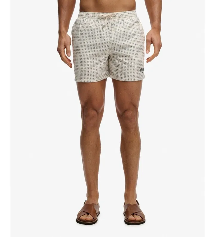 Superdry para hombre. M3010262A Bañador Premium Printed 15 blanco (XL), Beachwear, Poliéster Reciclado