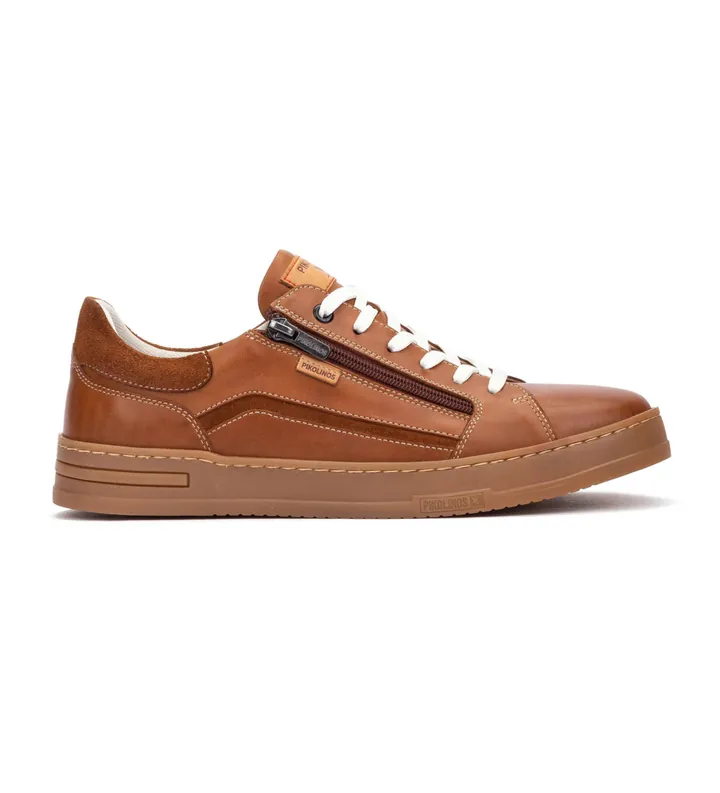 Pikolinos para hombre. M1K-6422C2 Zapatillas de Piel Xativa marrón (39), Plano, Cordones, Cremallera, Casual