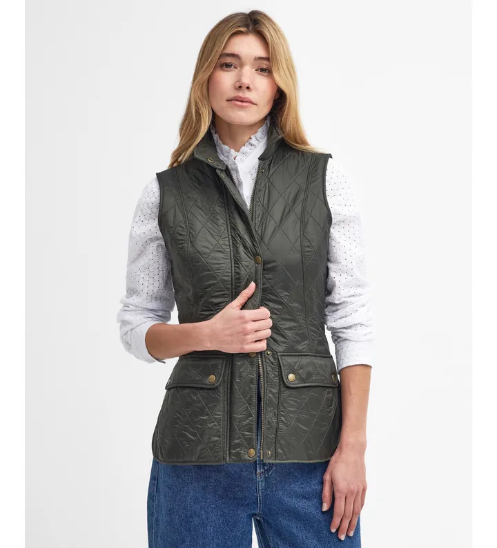 Barbour para mujer. LGI0017 Chaleco Wray Quilted verde (L), Casual, Poliamida