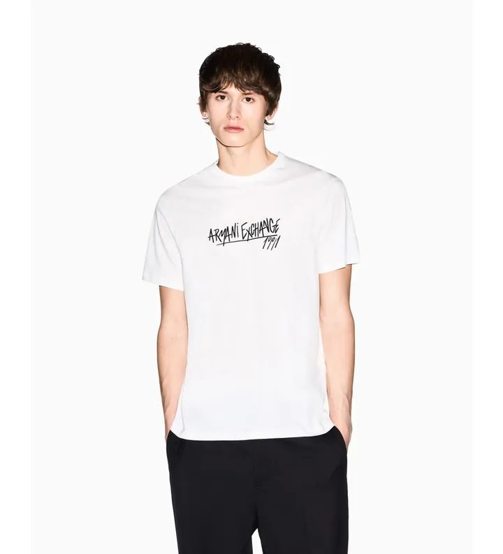 A|X Armani Exchange para hombre. XM002789AF10356U0009 Camiseta de corte ajustado blanco (XS), Casual, Algodón, Manga corta